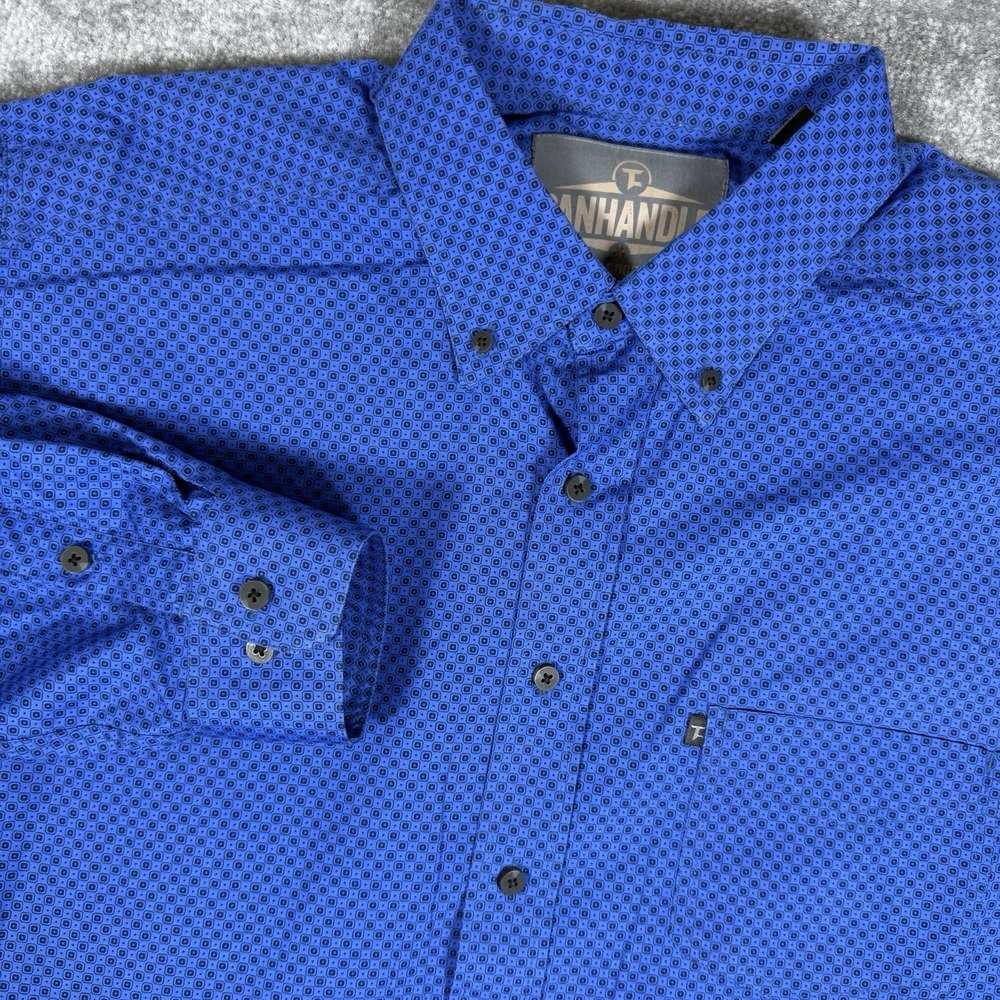Panhandle Shirt Men's XL Blue Tuf Cooper Performance Long Sleeve Western
